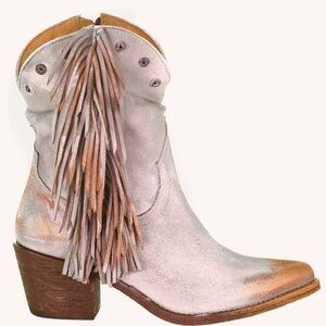 Corral Boots Gray studded Fringed bronze metallic glitter snip toe western boots